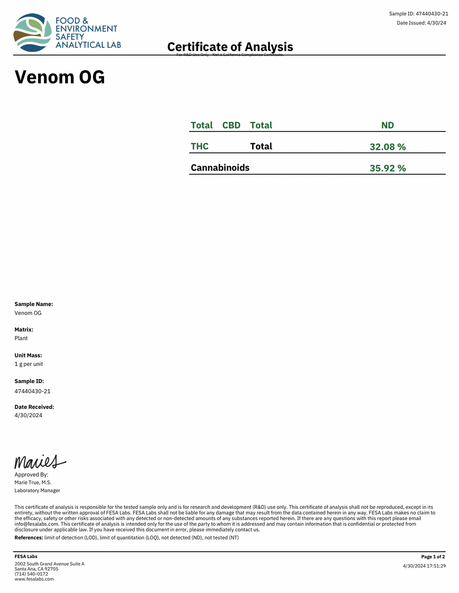 VENOM OG - INDICA | HIGH THCA HEMP FLOWER